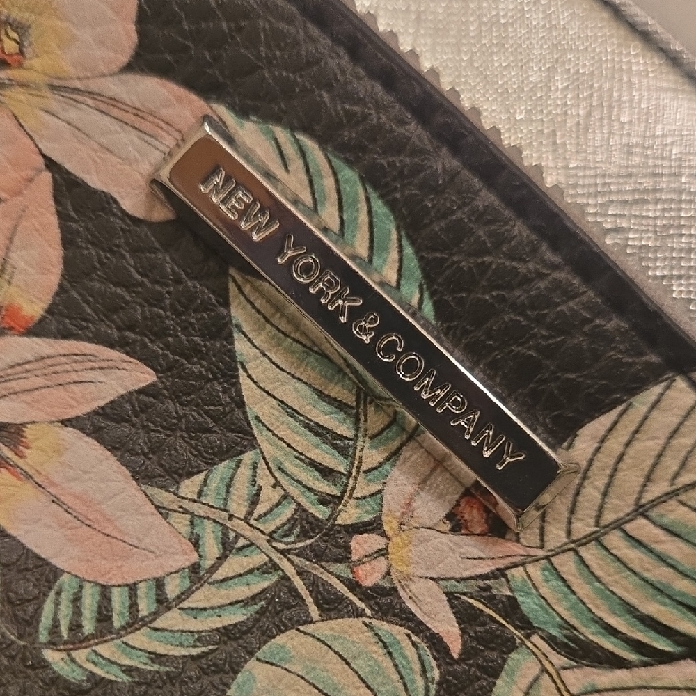 New York & Company Floral Black and Silver Clutch - Picture 2 of 4